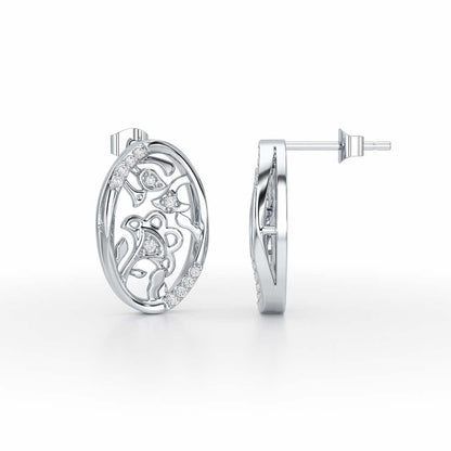 Ornate Glow Silver Earring Studs - White Gold - Image 4