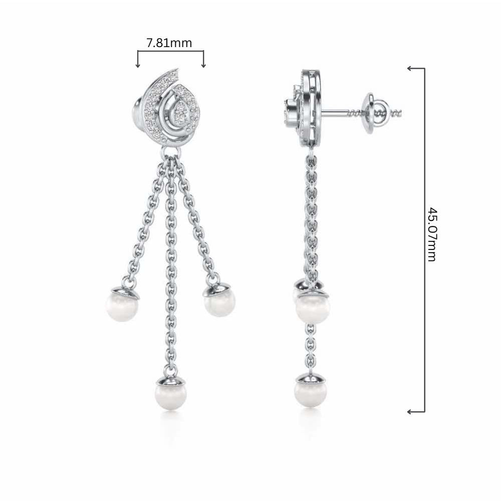 Royal Silver Dangler Earrings - White Gold - Image 4