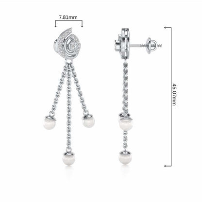 Royal Silver Dangler Earrings - White Gold - Image 4