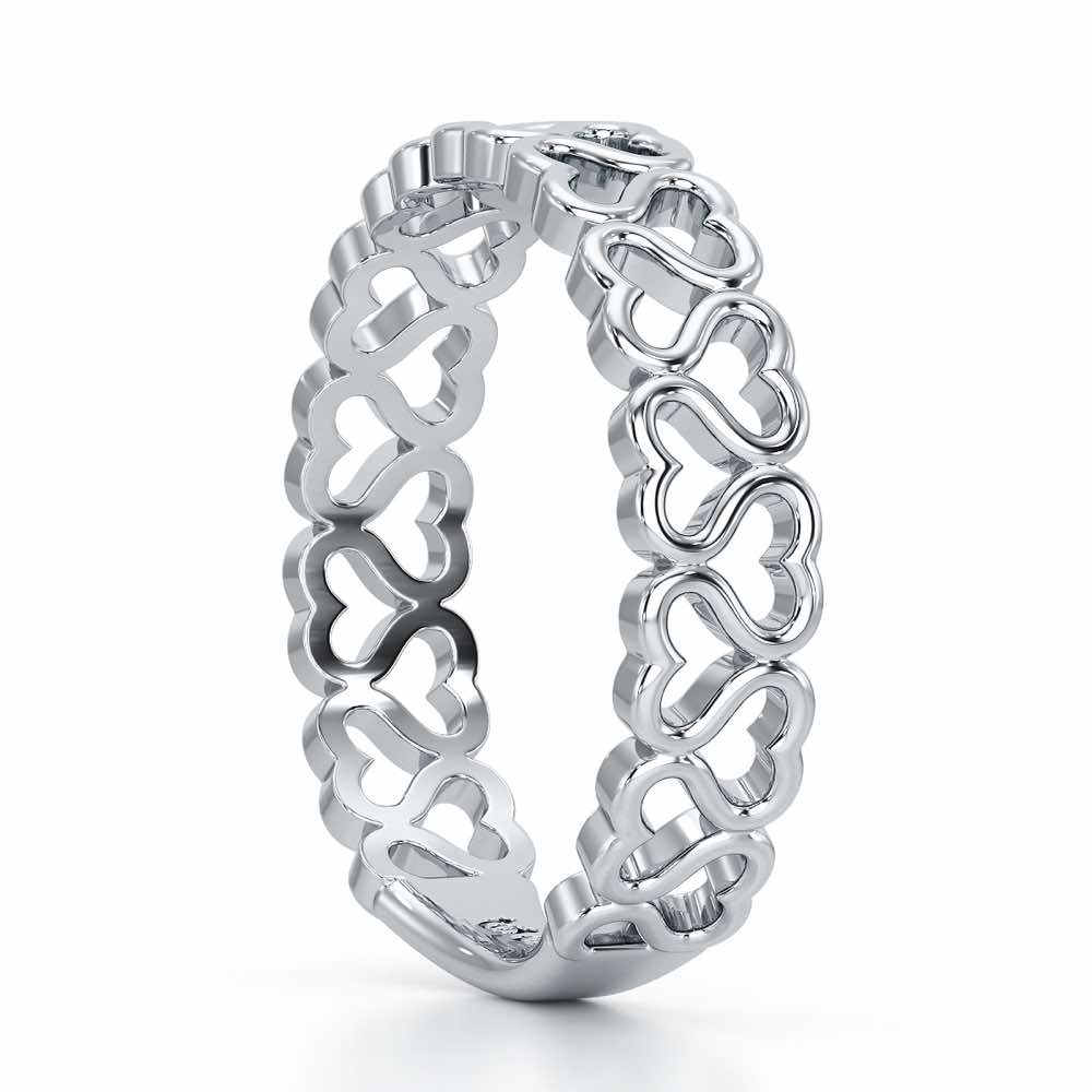 Heart Ziggle Silver Ring - White Gold - Image 4