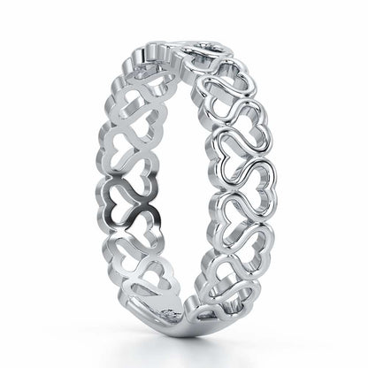 Heart Ziggle Silver Ring - White Gold - Image 4