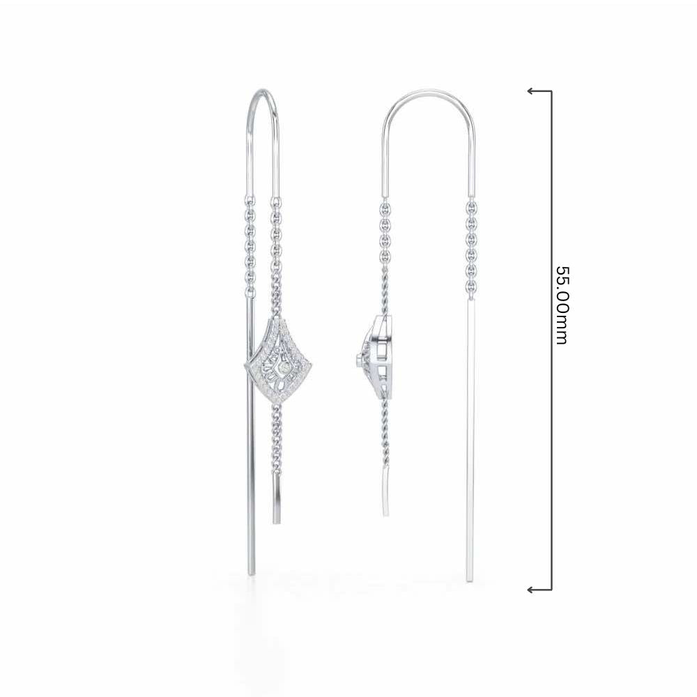 Razia Silver Dangler Earrings - White Gold - Image 4