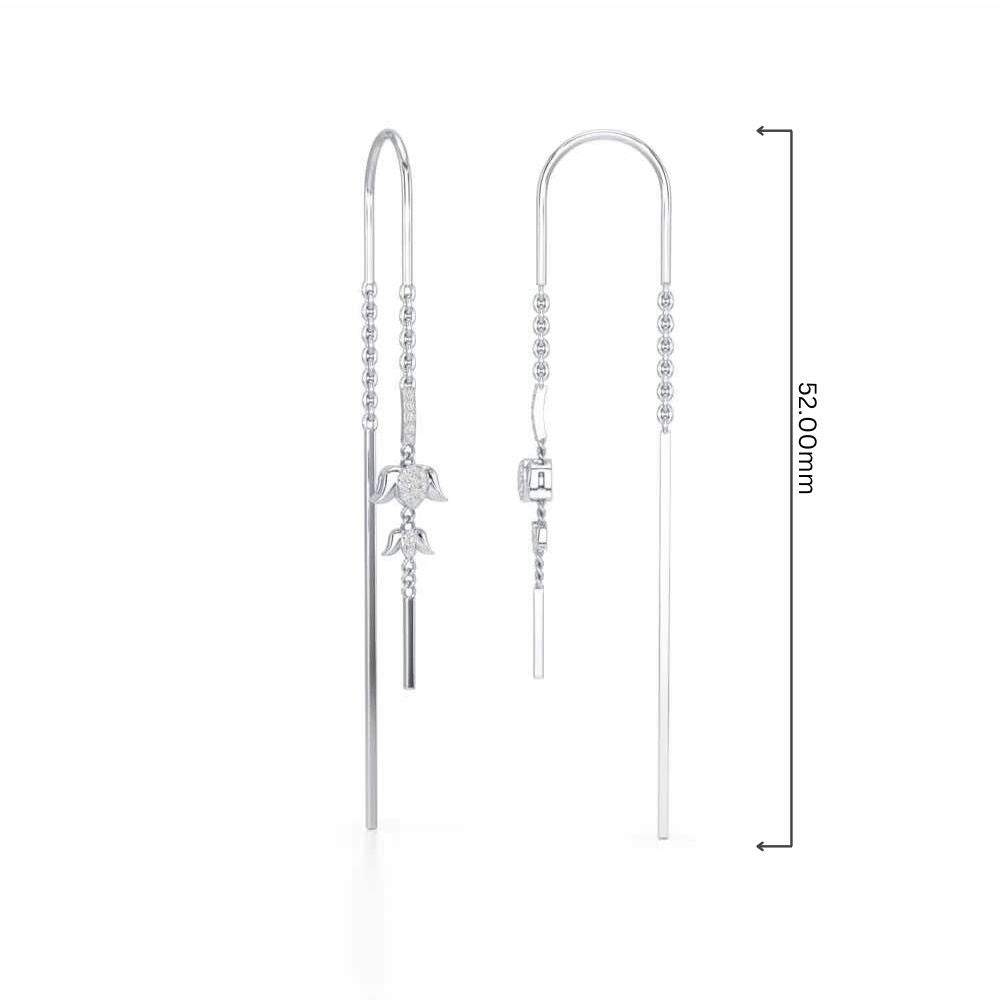 Bless Silver Dangler Earrings - White Gold - Image 4