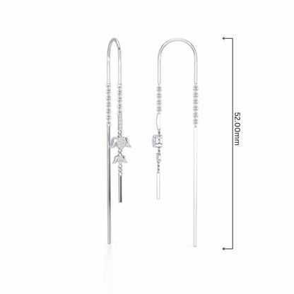 Bless Silver Dangler Earrings - White Gold - Image 4