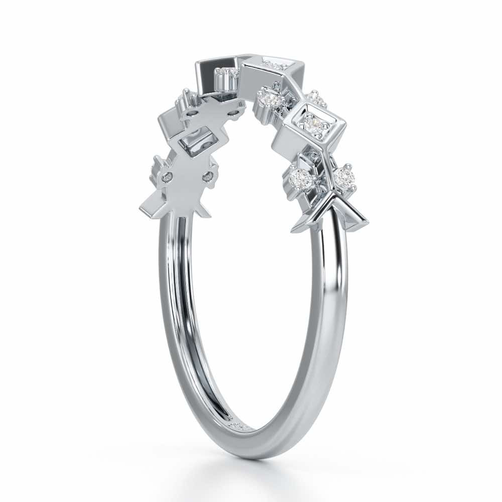 Embellished Charm Silver Ring - White Gold - Image 4