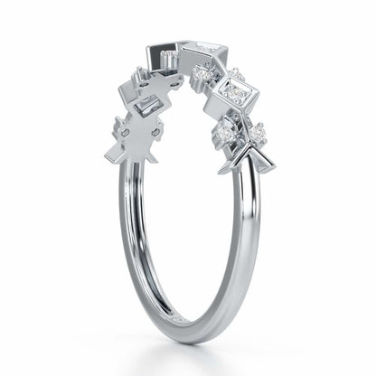 Embellished Charm Silver Ring - White Gold - Image 4