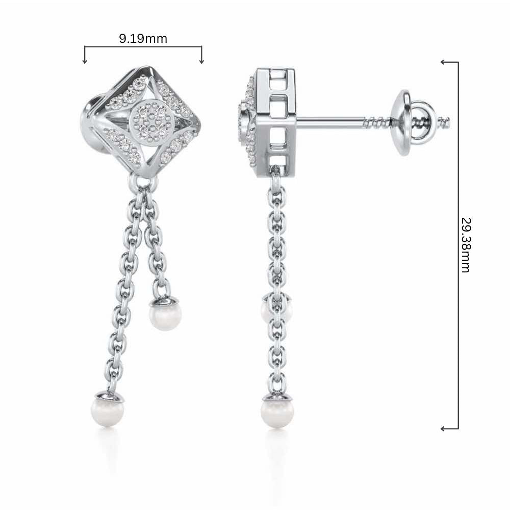Aks Sitara Silver Dangler Earrings - White Gold - Image 4
