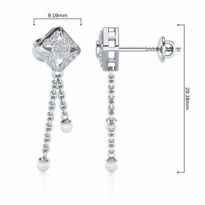 Aks Sitara Silver Dangler Earrings - White Gold - Image 4