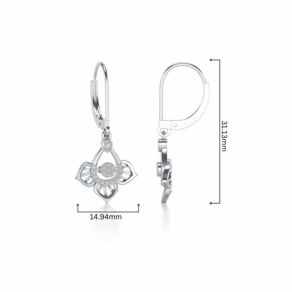 Graceful Floral Drops Earrings - White Gold - Image 4