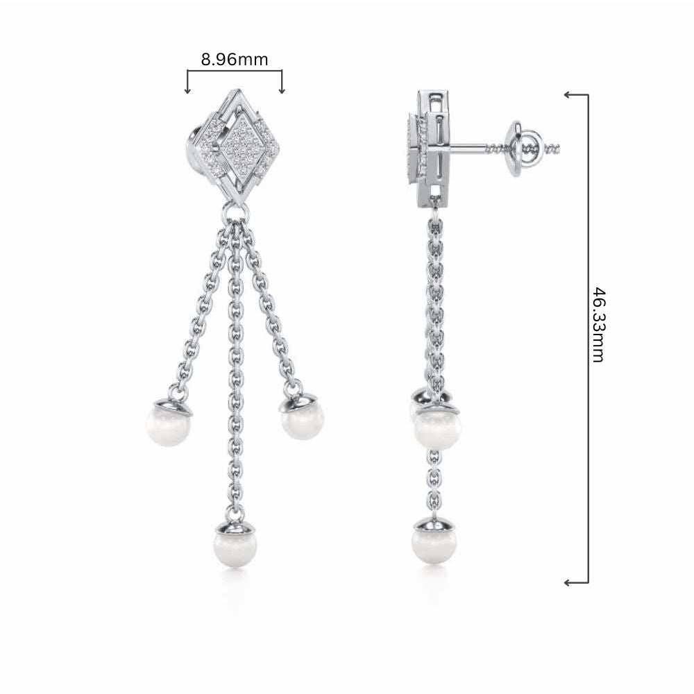 Squary Silver Dangler Earrings - White Gold - Image 4