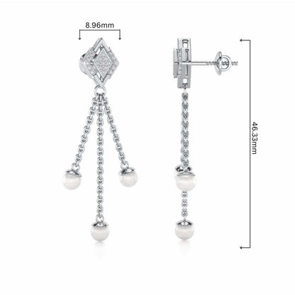 Squary Silver Dangler Earrings - White Gold - Image 4