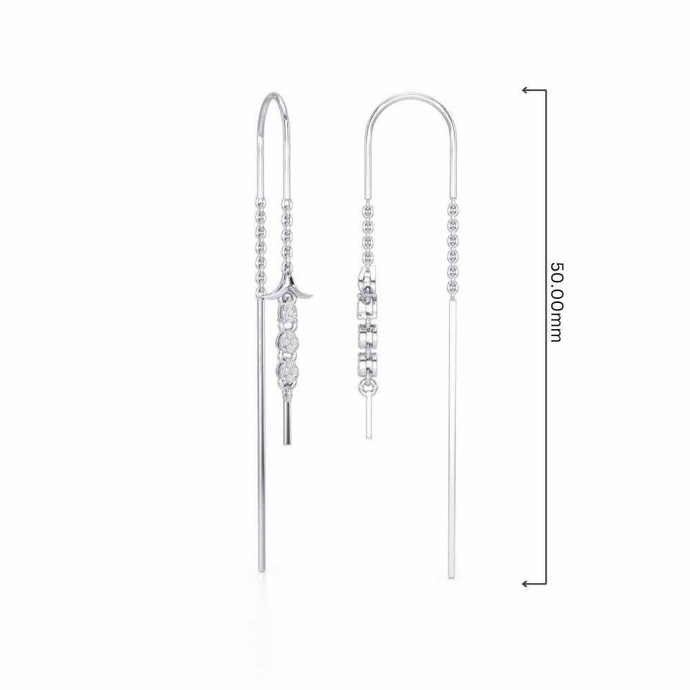 Trio-Drops Silver Dangler Earrings - White Gold - Image 4