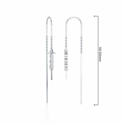 Trio-Drops Silver Dangler Earrings - White Gold - Image 4