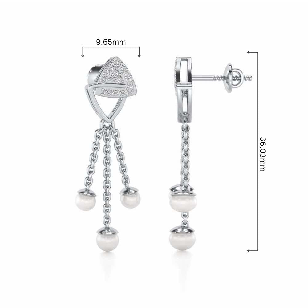 Unite Silver Dangler Earrings - White Gold - Image 4