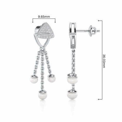 Unite Silver Dangler Earrings - White Gold - Image 4
