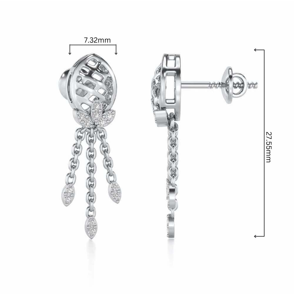 Sacred Silver Dangler Earrings - White Gold - Image 4
