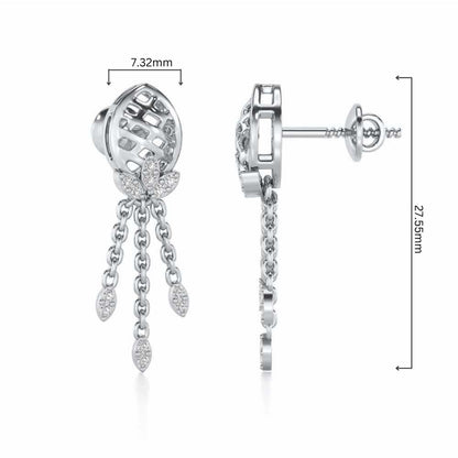 Sacred Silver Dangler Earrings - White Gold - Image 4