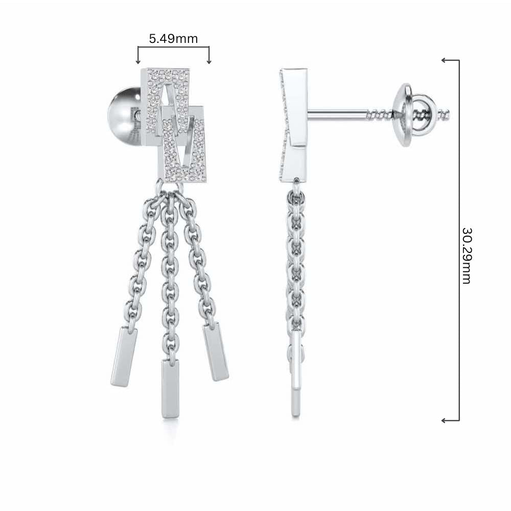 Framework Silver Dangler Earrings - White Gold - Image 4