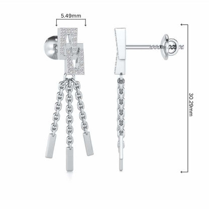 Framework Silver Dangler Earrings - White Gold - Image 4