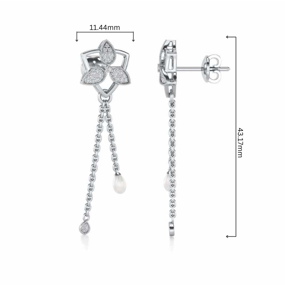 Cristy Silver Dangler Earrings - White Gold - Image 4