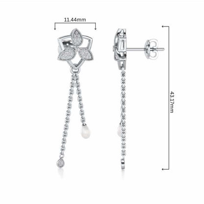 Cristy Silver Dangler Earrings - White Gold - Image 4