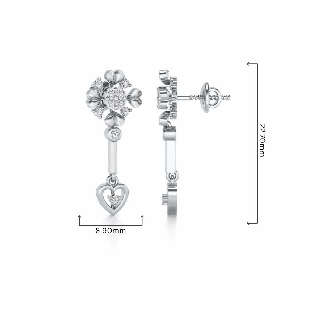 Slew Heart Drops Earrings - White Gold - Image 4