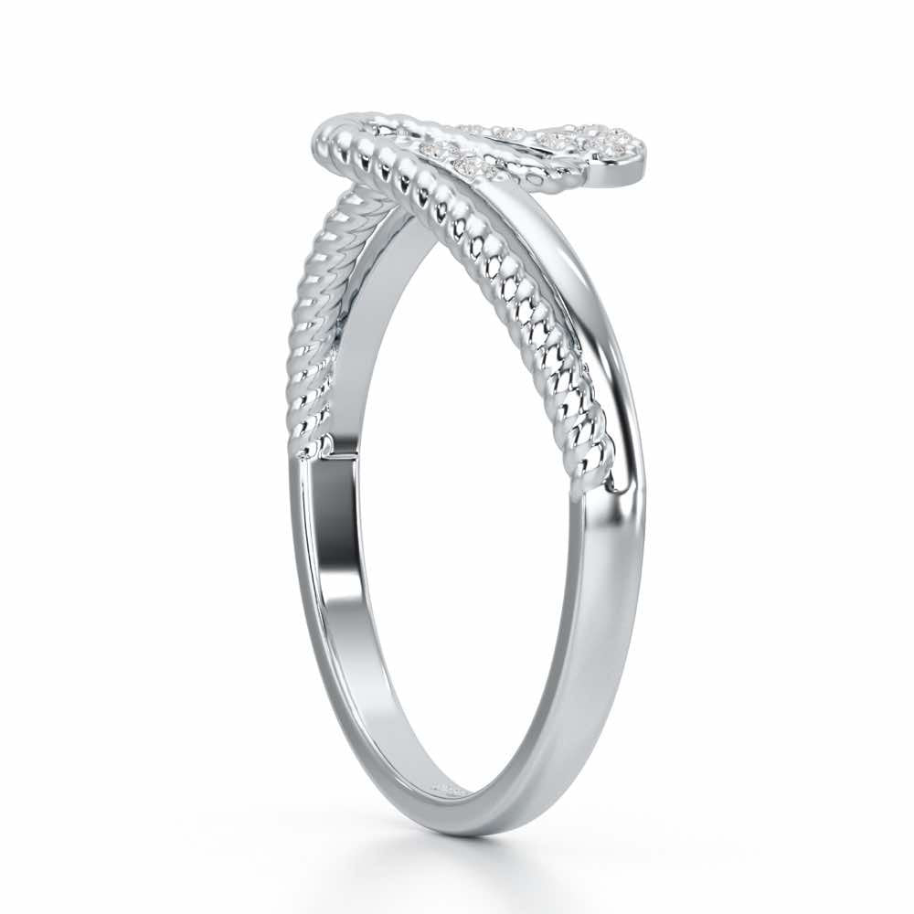 Down Wave Silver Ring - White Gold - Image 4