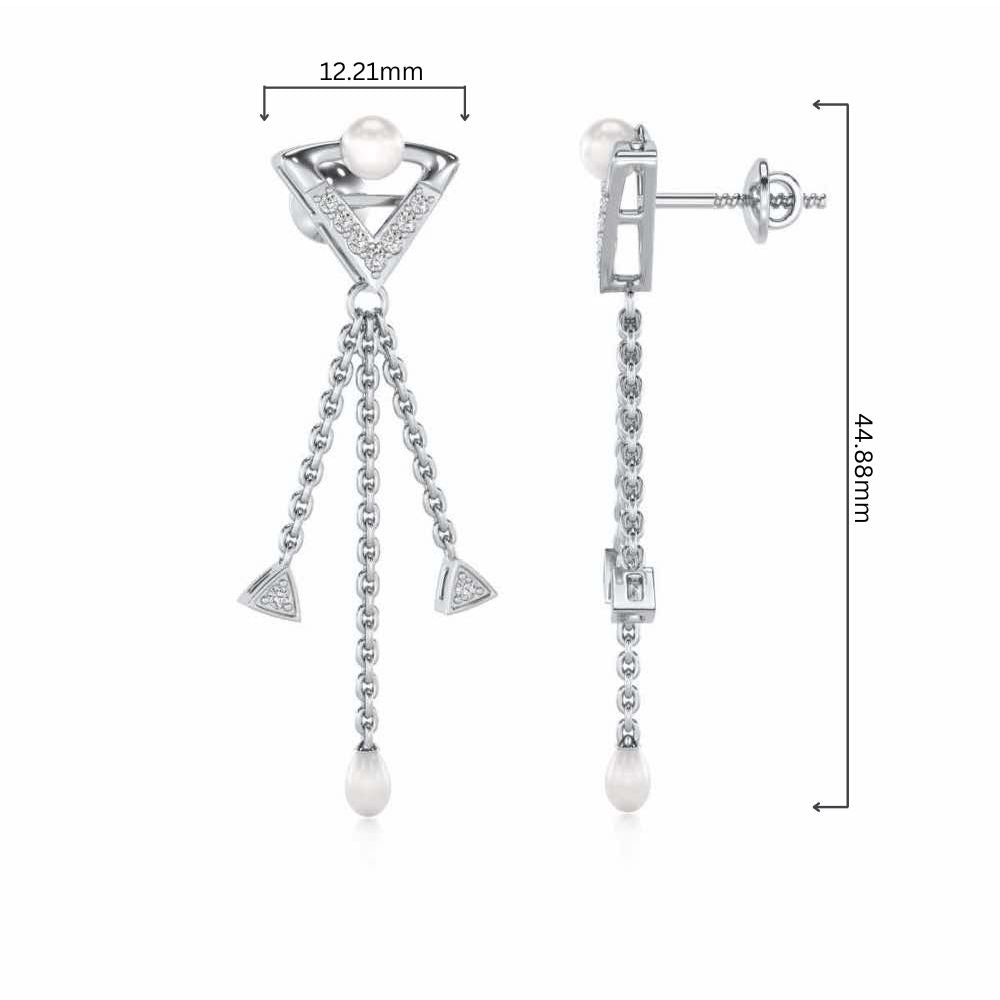 Placid Silver Dangler Earrings - White Gold - Image 4