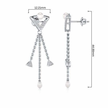 Placid Silver Dangler Earrings - White Gold - Image 4