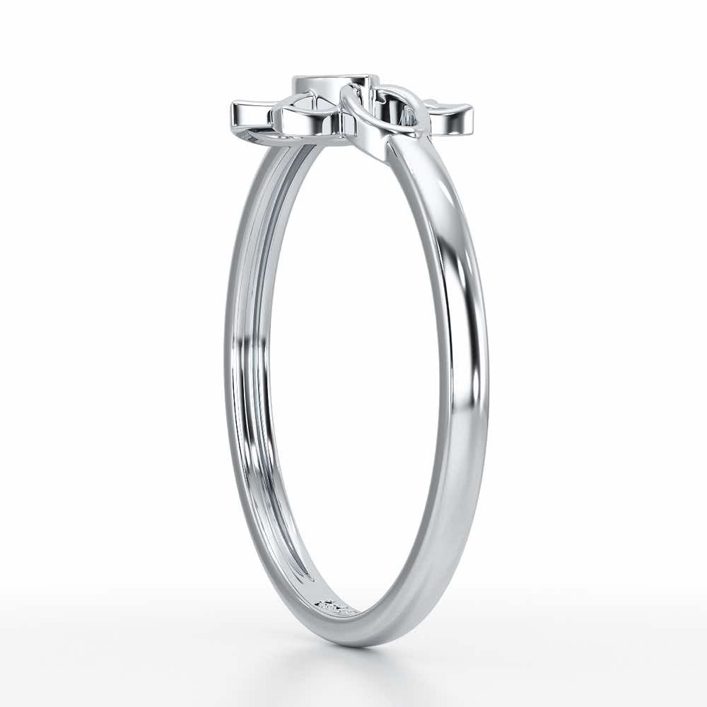 Side Vine Silver Ring - White Gold - Image 4