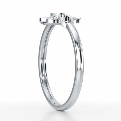 Side Vine Silver Ring - White Gold - Image 4
