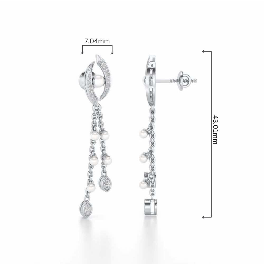 Eye Silver Dangler Earrings - White Gold - Image 4