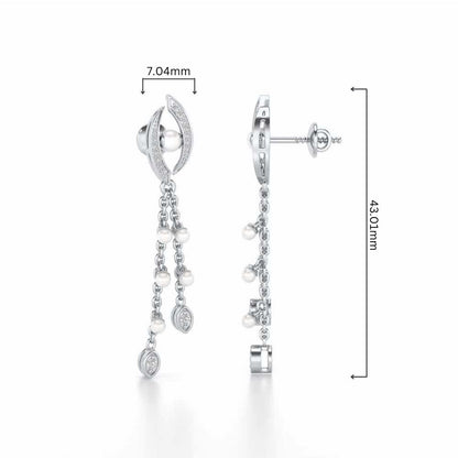 Eye Silver Dangler Earrings - White Gold - Image 4