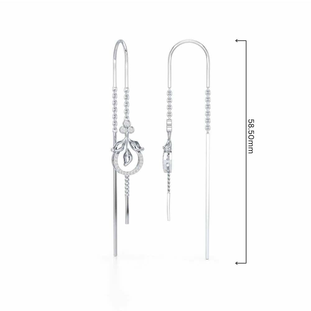 Jannat Silver Dangler Earrings - White Gold - Image 4