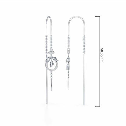 Jannat Silver Dangler Earrings - White Gold - Image 4