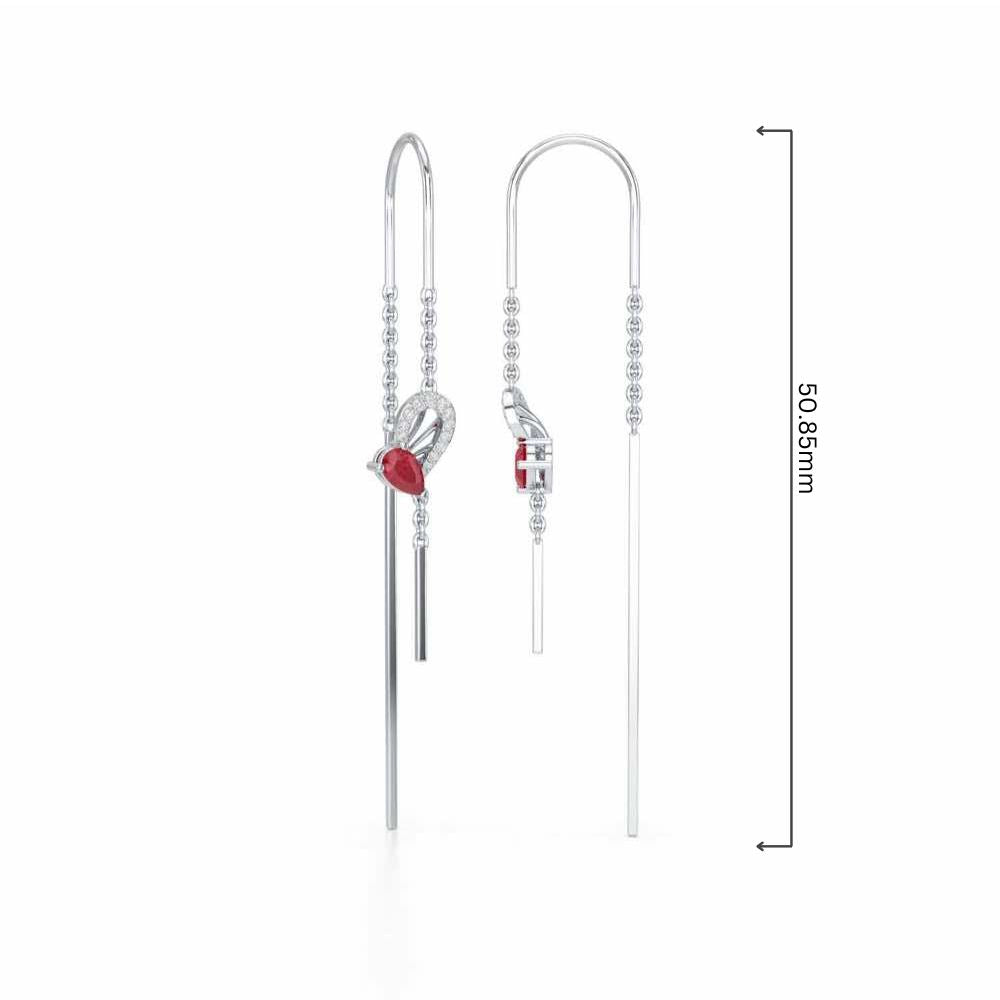 Wonder Lobe Silver Dangler Earrings - White Gold - Image 4