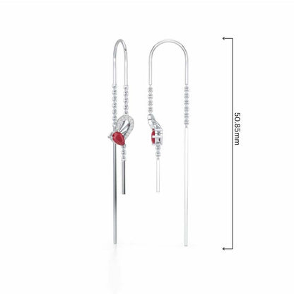 Wonder Lobe Silver Dangler Earrings - White Gold - Image 4