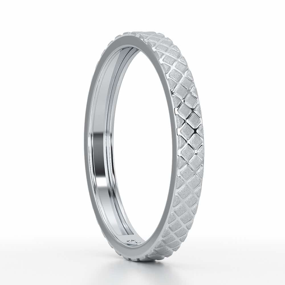 Etched Cross Silver Ring - White Gold - Image 4