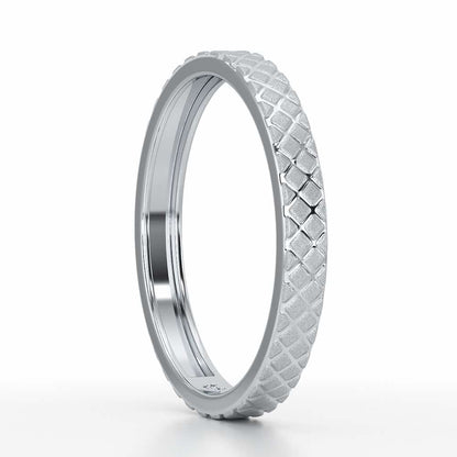Etched Cross Silver Ring - White Gold - Image 4