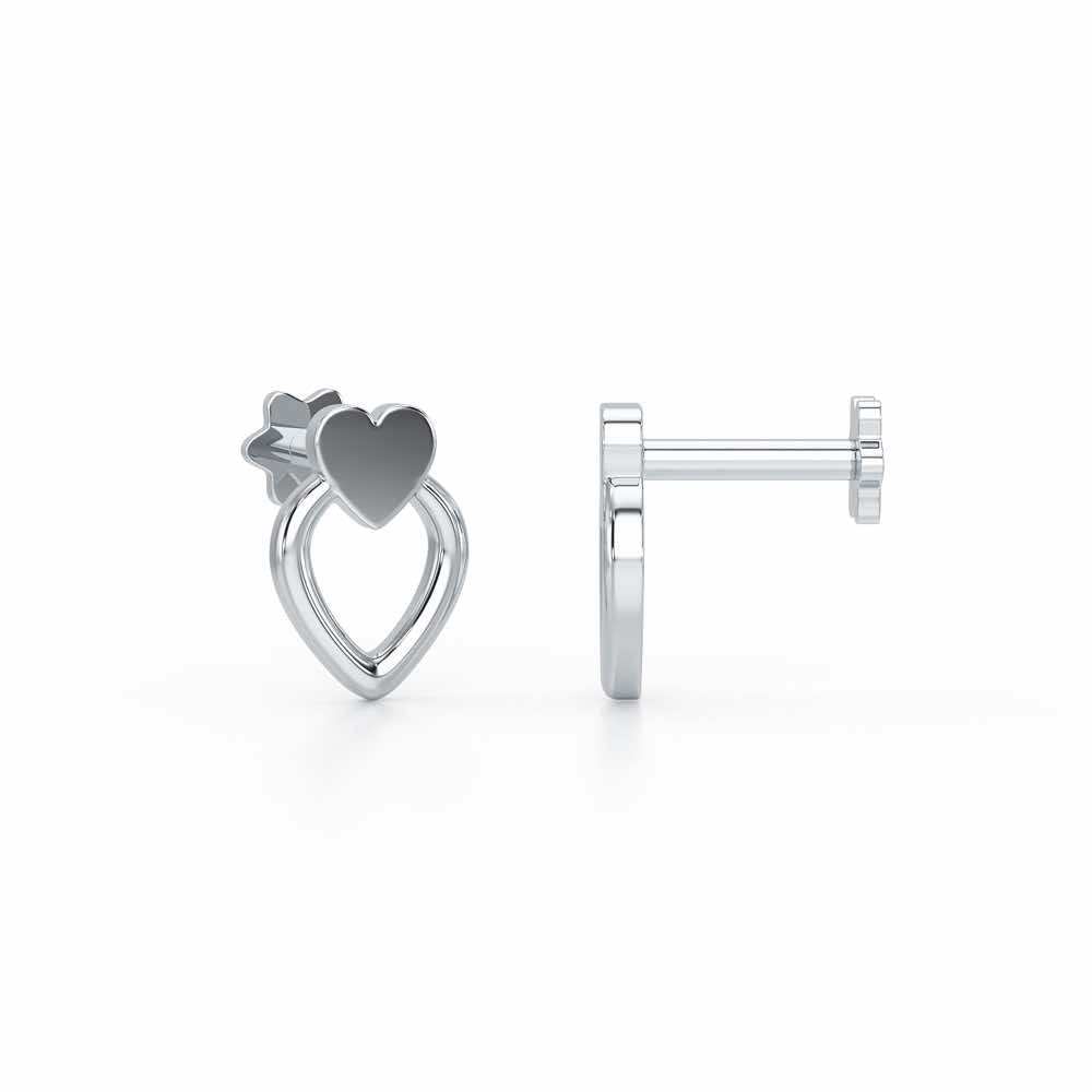 Mini Hearts Silver Earrings - White Gold - Image 4
