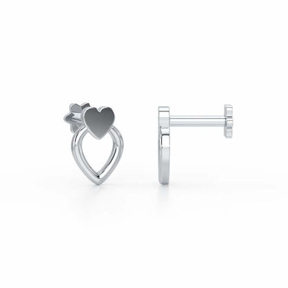 Mini Hearts Silver Earrings - White Gold - Image 4