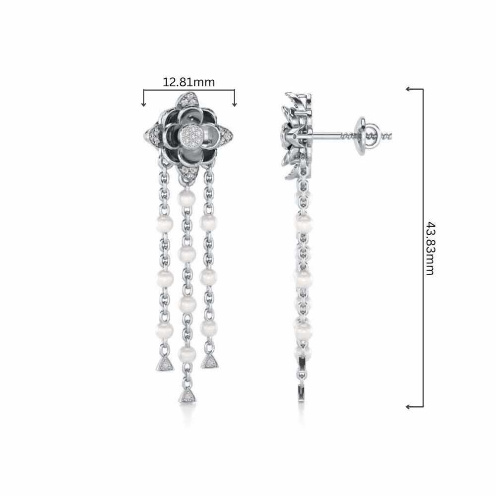 Bhrami Silver Dangler Earrings - White Gold - Image 4