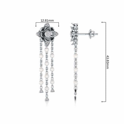 Bhrami Silver Dangler Earrings - White Gold - Image 4