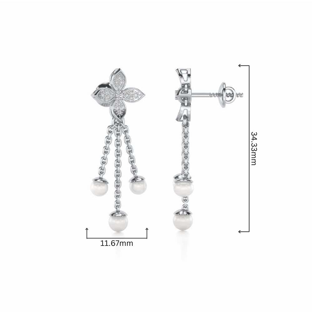 Ishani Silver Dangler Earrings - White Gold - Image 4