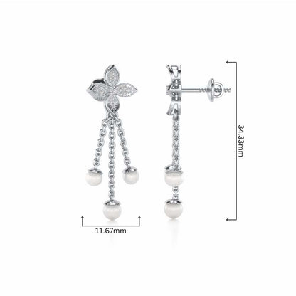 Ishani Silver Dangler Earrings - White Gold - Image 4