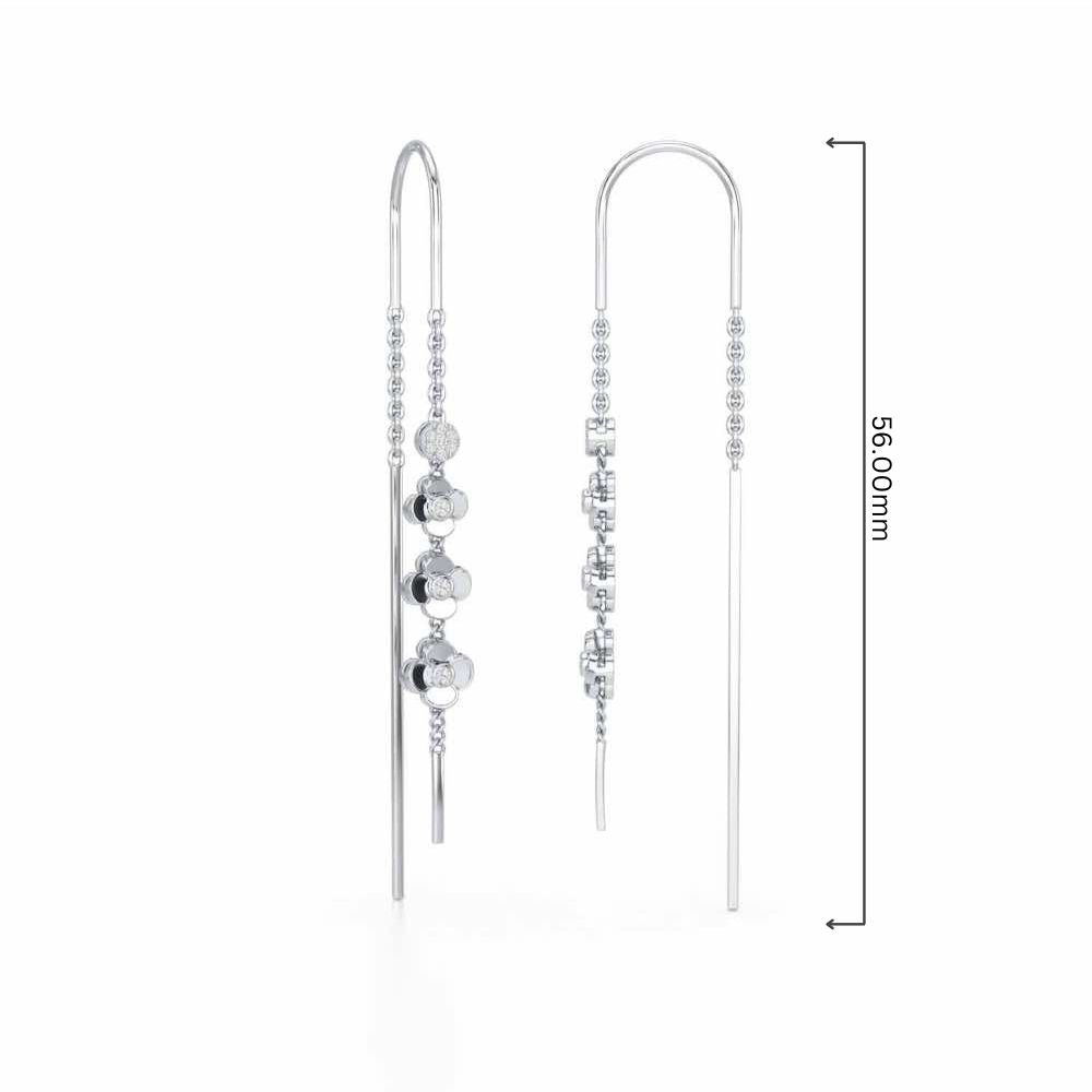 Bloom Fall Silver Dangler Earrings - White Gold - Image 4