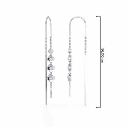 Bloom Fall Silver Dangler Earrings - White Gold - Image 4