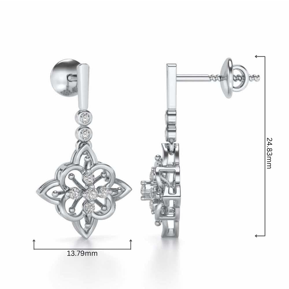 Geometrical Drops Earrings - White Gold - Image 4
