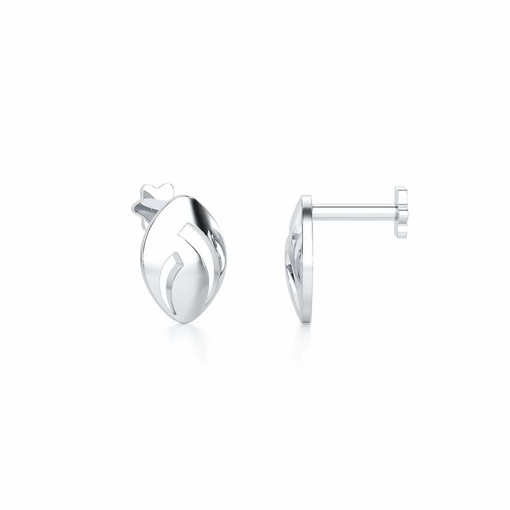 Sun Pebble Silver Earrings - White Gold - Image 4