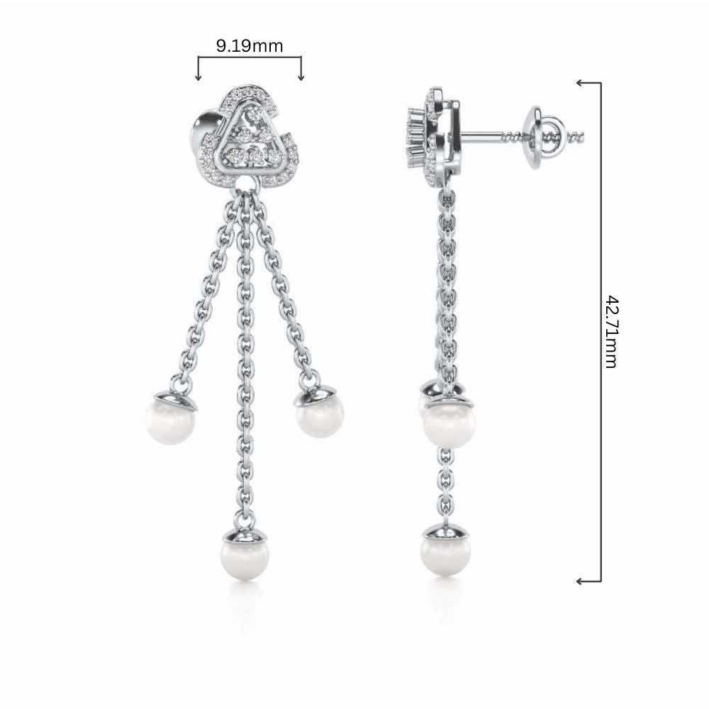 Binge Silver Dangler Earrings - White Gold - Image 4